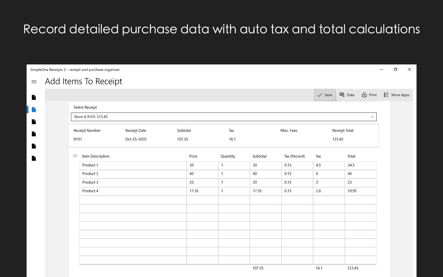 receipt tracker for windows