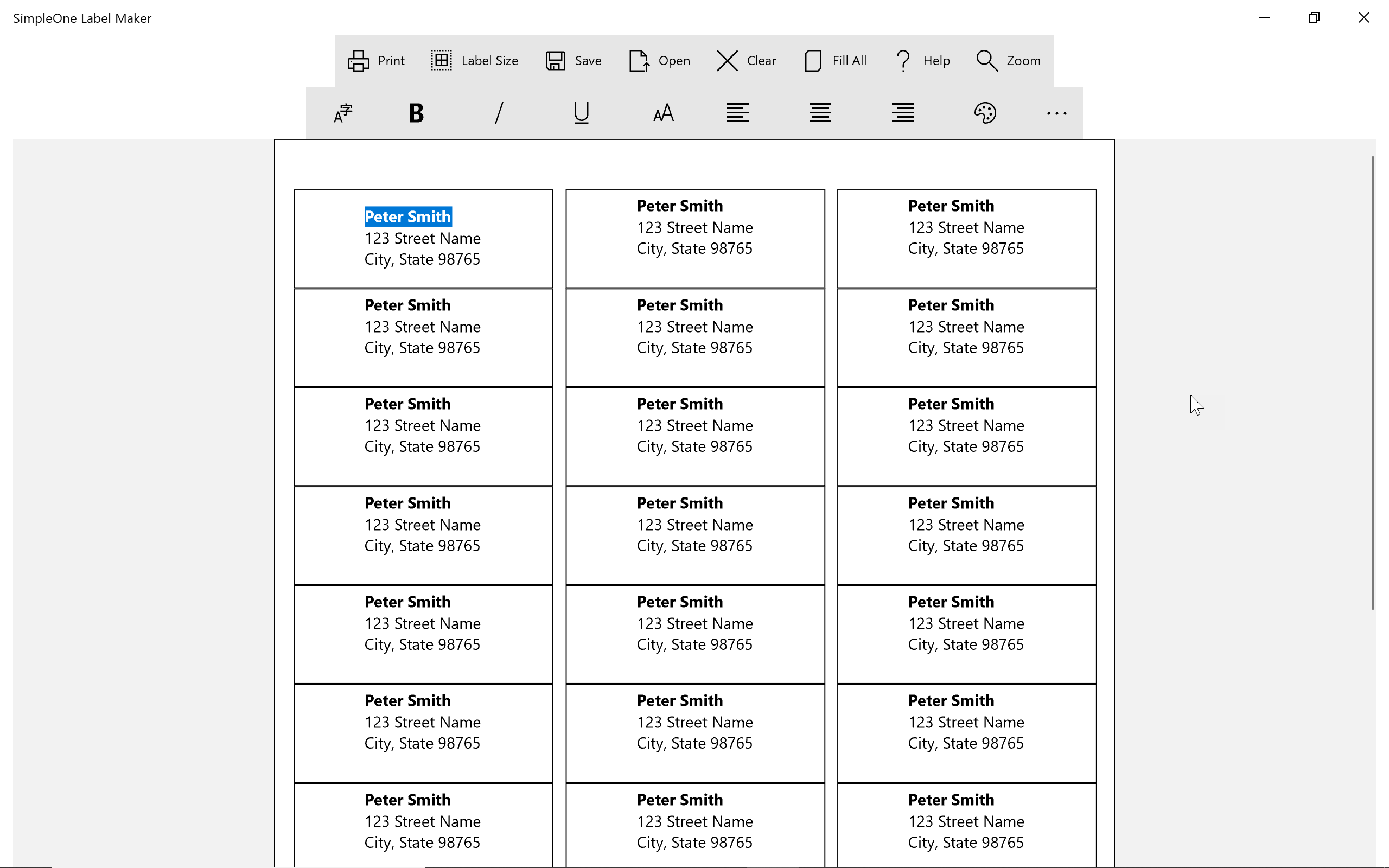 SimpleOne Label Maker - Windows 10 app for designing and printing labels