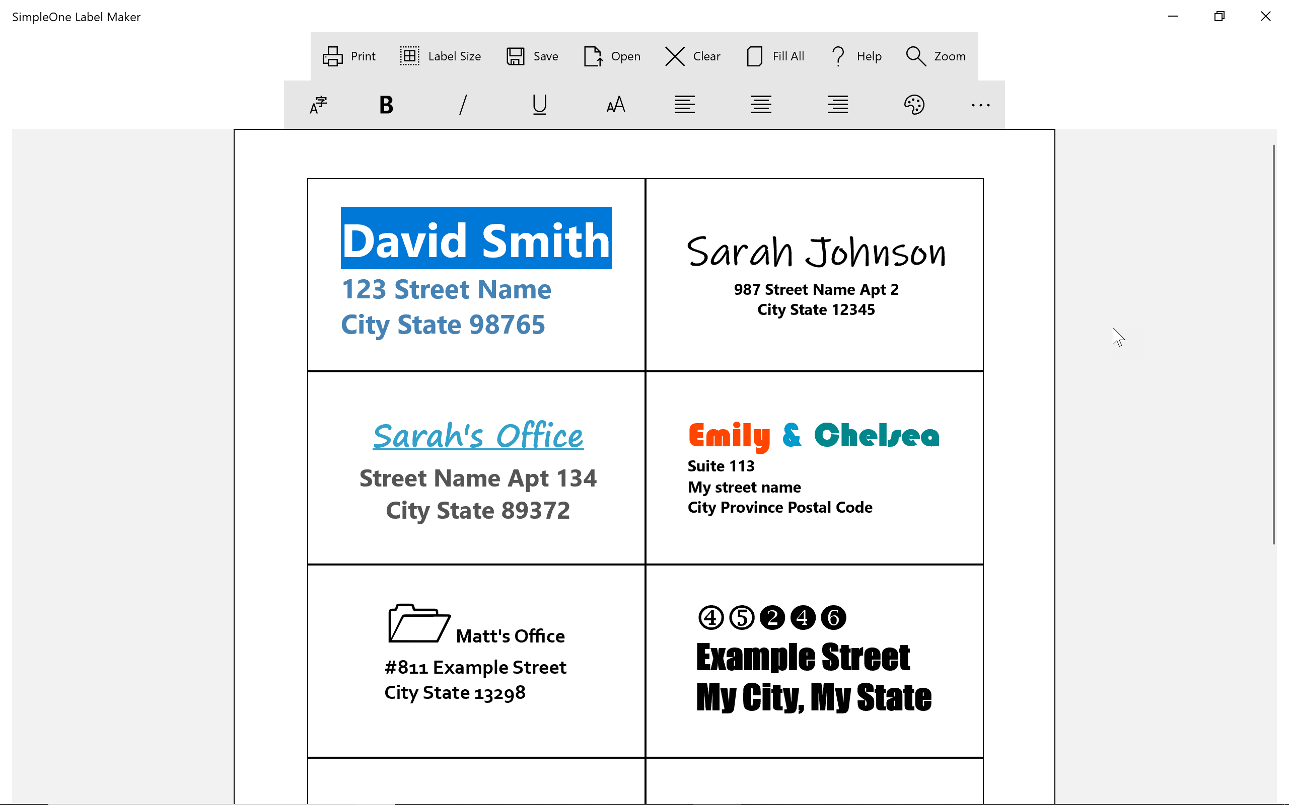 SimpleOne Label Maker - Windows 10 app for designing and printing labels